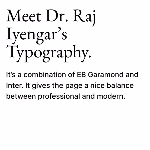 Typography selections for the Iyengar Plastic Surgery website
